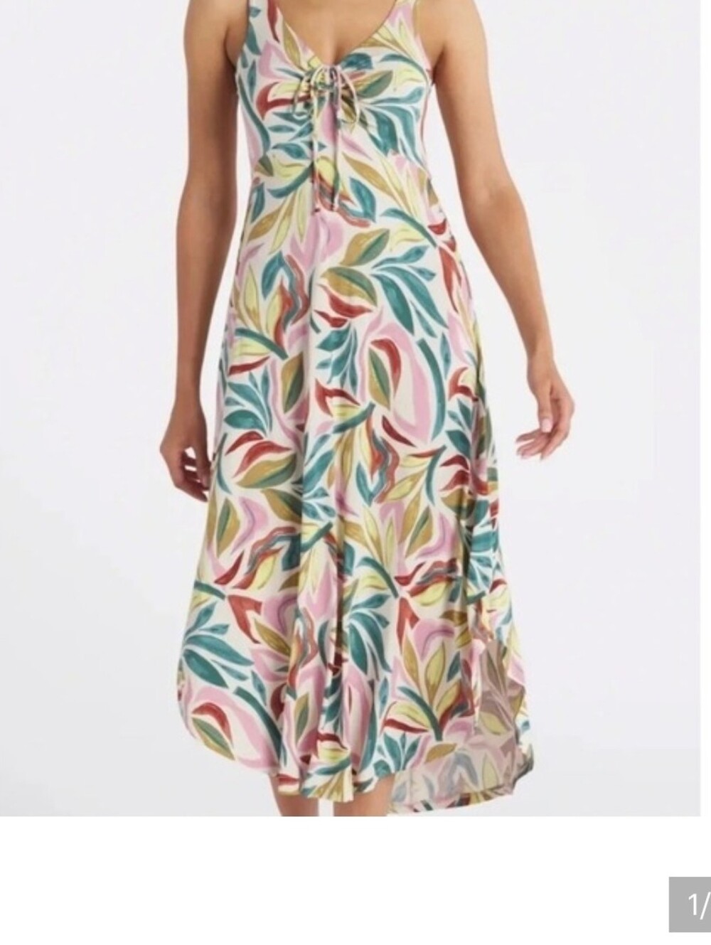 Z Supply Jamie Multicolor Leaf-Print Maxi Skirt — Pink, Teal, Green, Tan